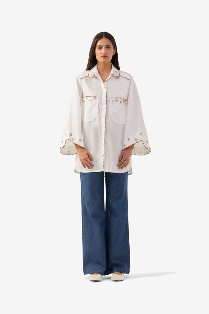 Camisa de Algodão Bordada