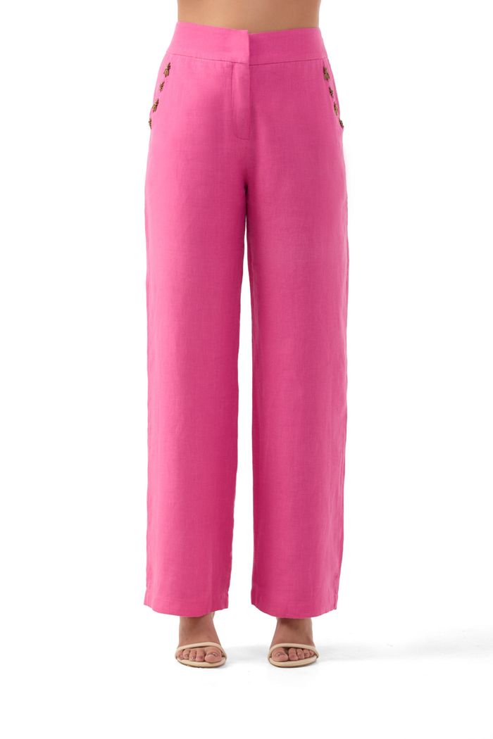 Calça Linho Animaux Pink