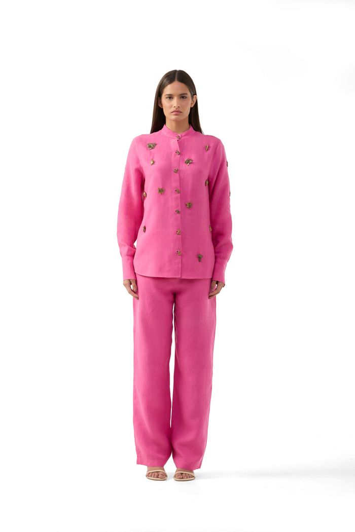 Camisa Linho Animaux Pink