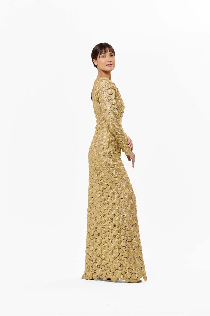 Vestido Delfos Oro Manga