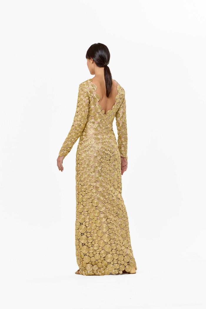 Vestido Delfos Oro Manga