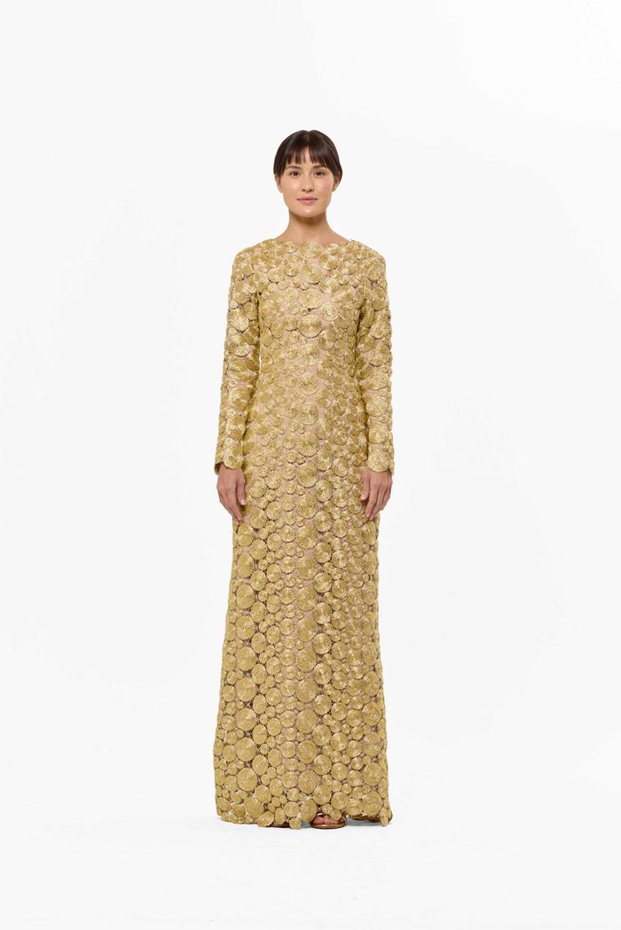 Vestido Delfos Oro Manga