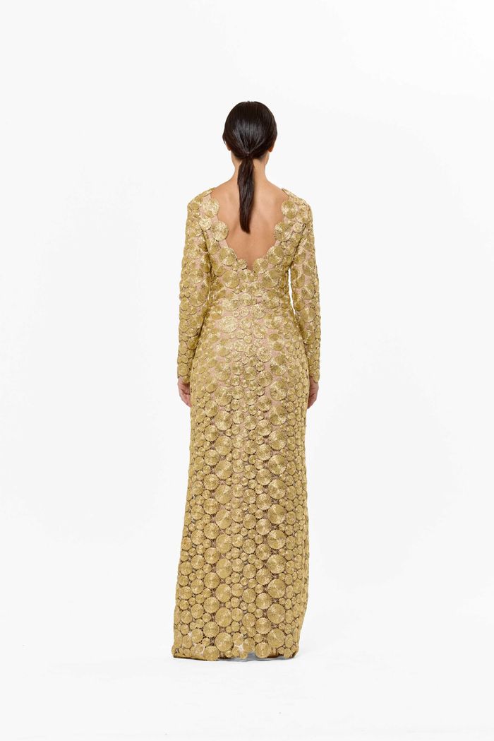 Vestido Delfos Oro Manga