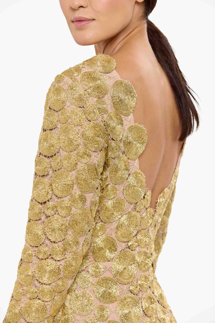 Vestido Delfos Oro Manga