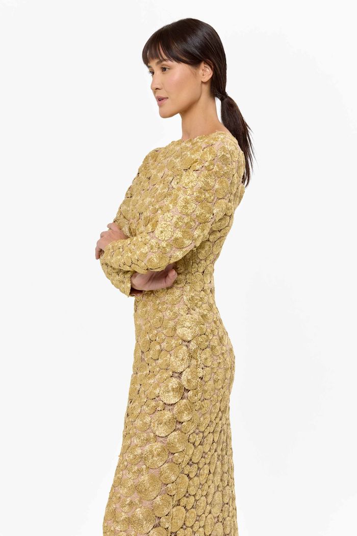 Vestido Delfos Oro Manga