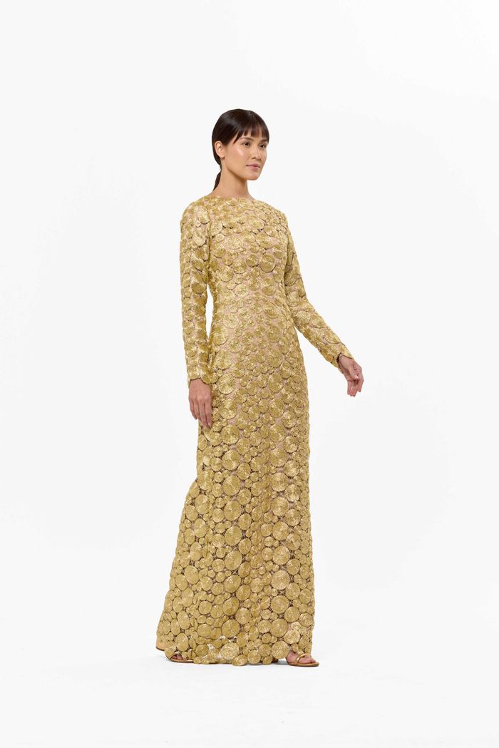 Vestido Delfos Oro Manga
