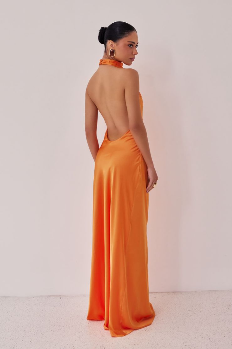 Foto do produto Vestido Cetim Aurora Laranja