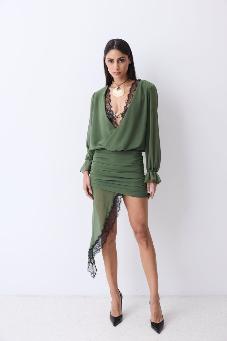 Foto do produto Vestido Curto Sweetheart Verde Musgo