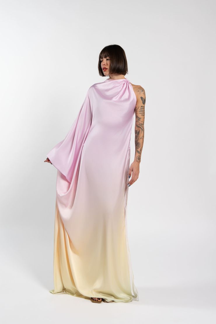 Foto do produto Vestido Festa Ayla Degradê Rosa e Amarelo
