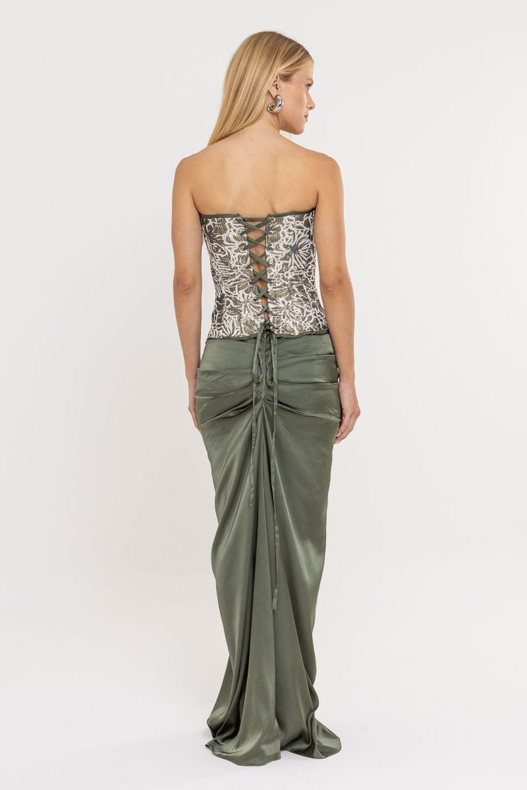 Foto do produto Vestido Corset Jacquard Verde Oliva