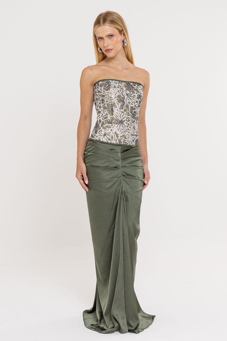 Foto do produto Vestido Corset Jacquard Verde Oliva