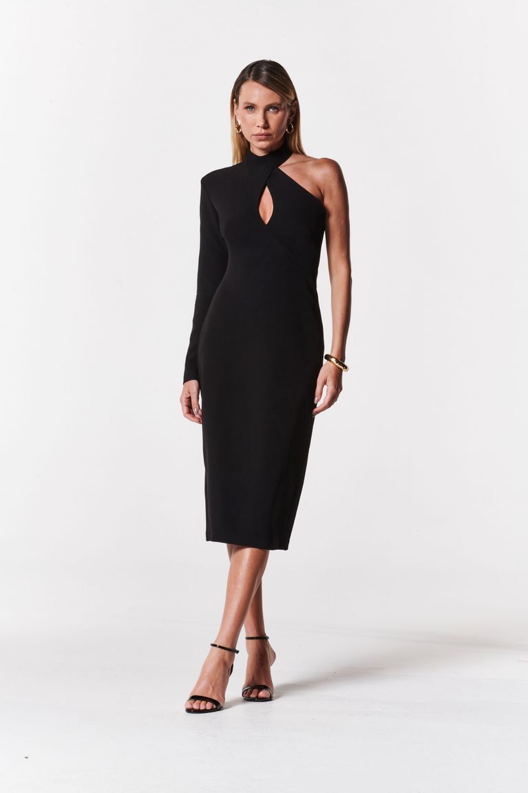 Vestido Tricot Murphy Preto com Off-White - Inti Brand