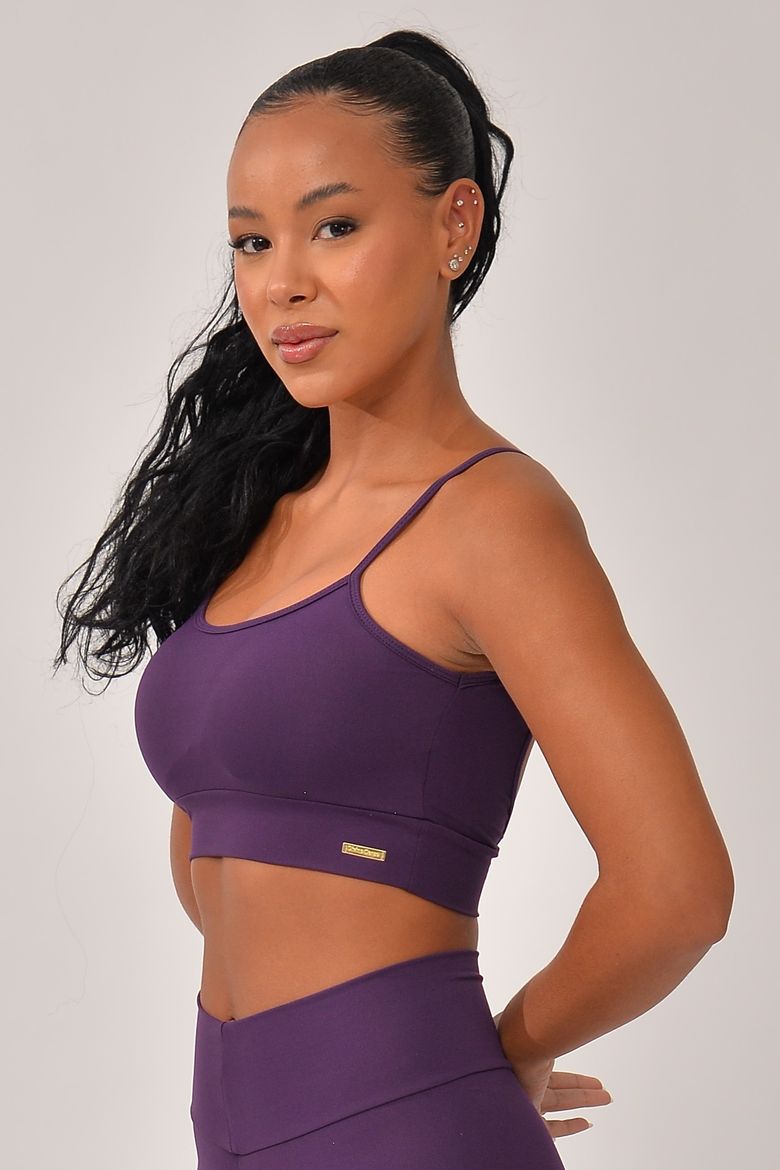 Top Fitness com Bojo Alcinha Roxo Back - Divino Corpo