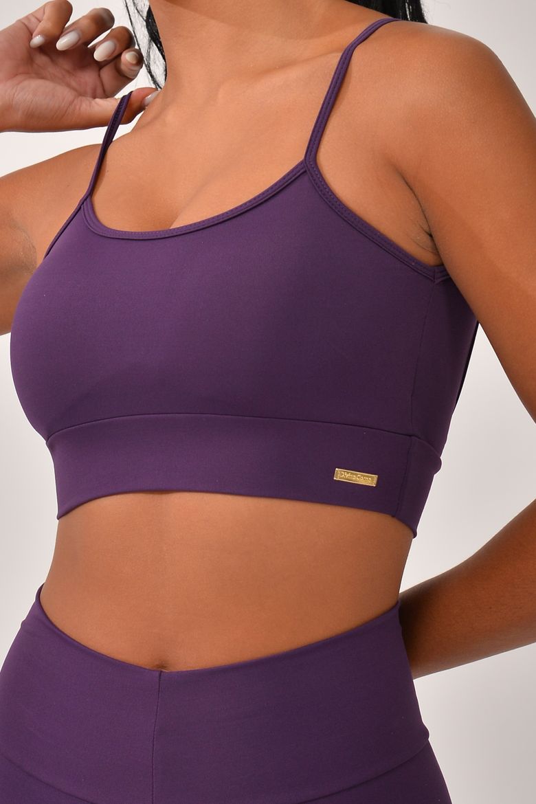 Top Fitness com Bojo Alcinha Roxo Back - Divino Corpo