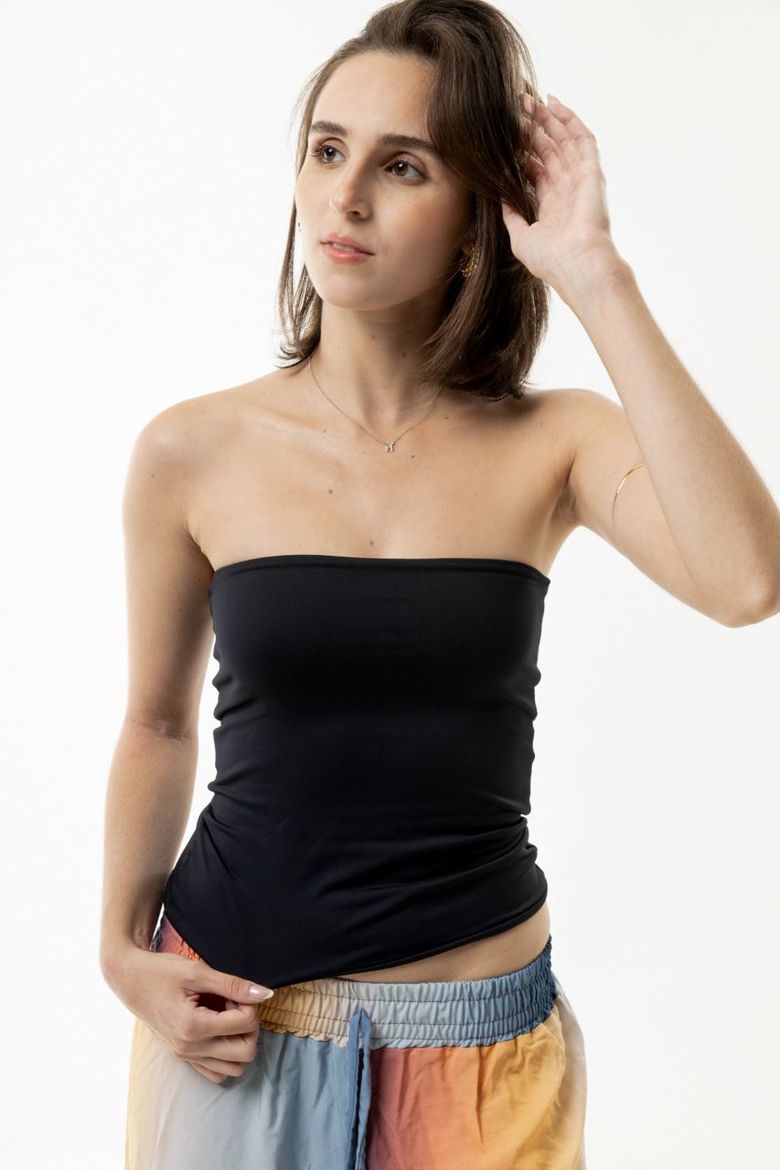BLUSA TUBE TOP PRETO FAIXA LONGO - Hibisco Beach
