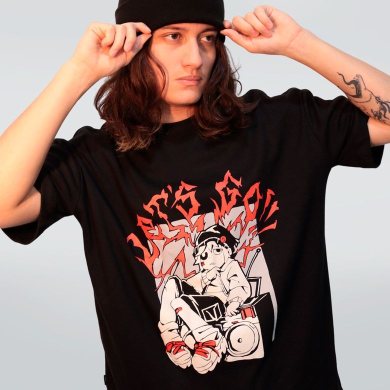 CAMISETA OVERSIZED PRETA - LET'S GO - LOLJA - Atelier do Sicko LTDA
