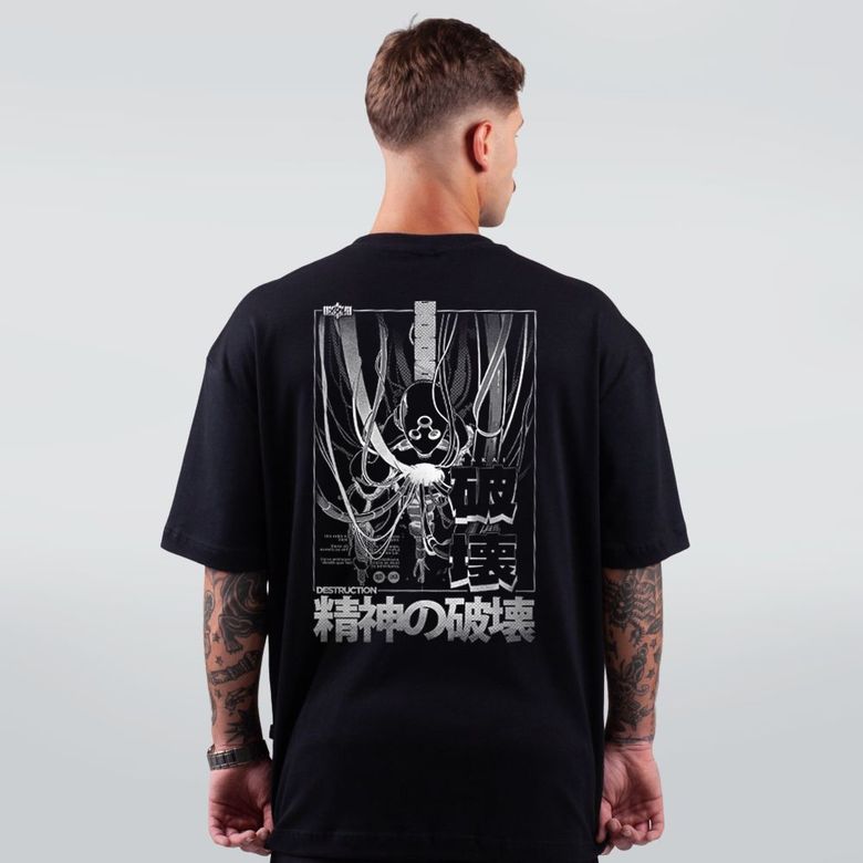 CAMISETA OVERSIZED PRETA - DESTRUCTION - LOLJA - Atelier do Sicko LTDA