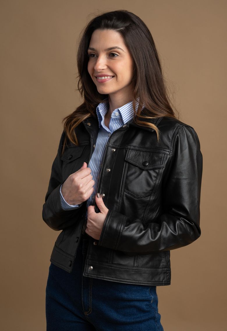 Jaqueta Feminina de Botões Pelica LC 136 Preto