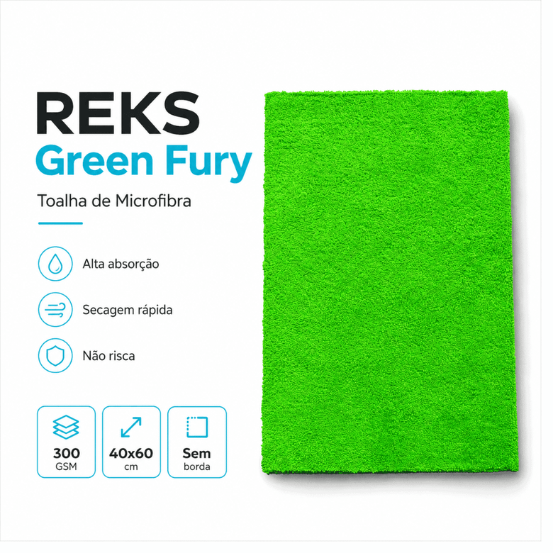 Toalha Microfibra Green Fury 40 x 60 cm 300 GSM Reks