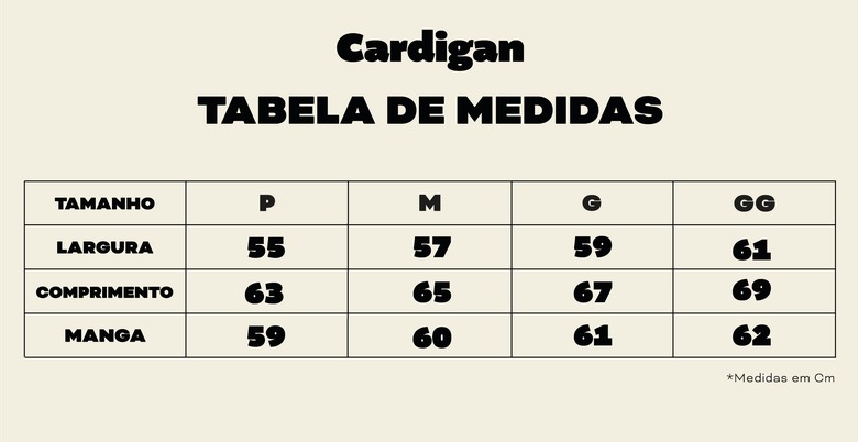 Imagem da tabela de medidas