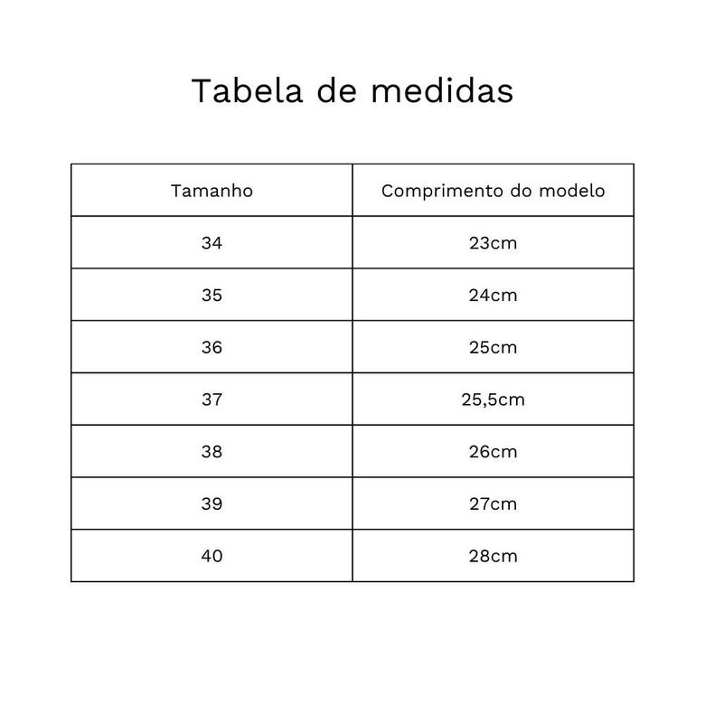 Imagem da tabela de medidas
