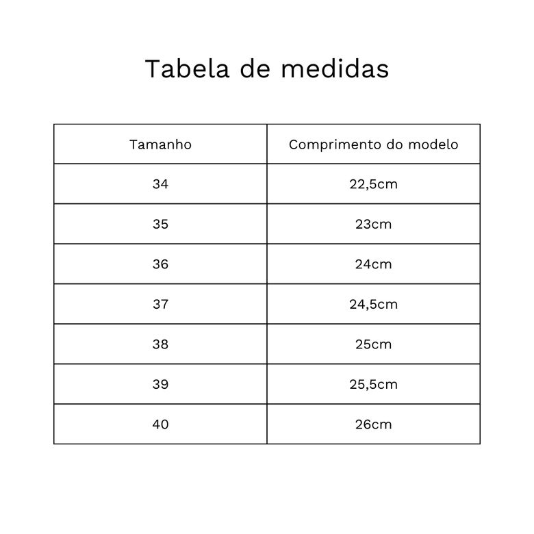 Imagem da tabela de medidas