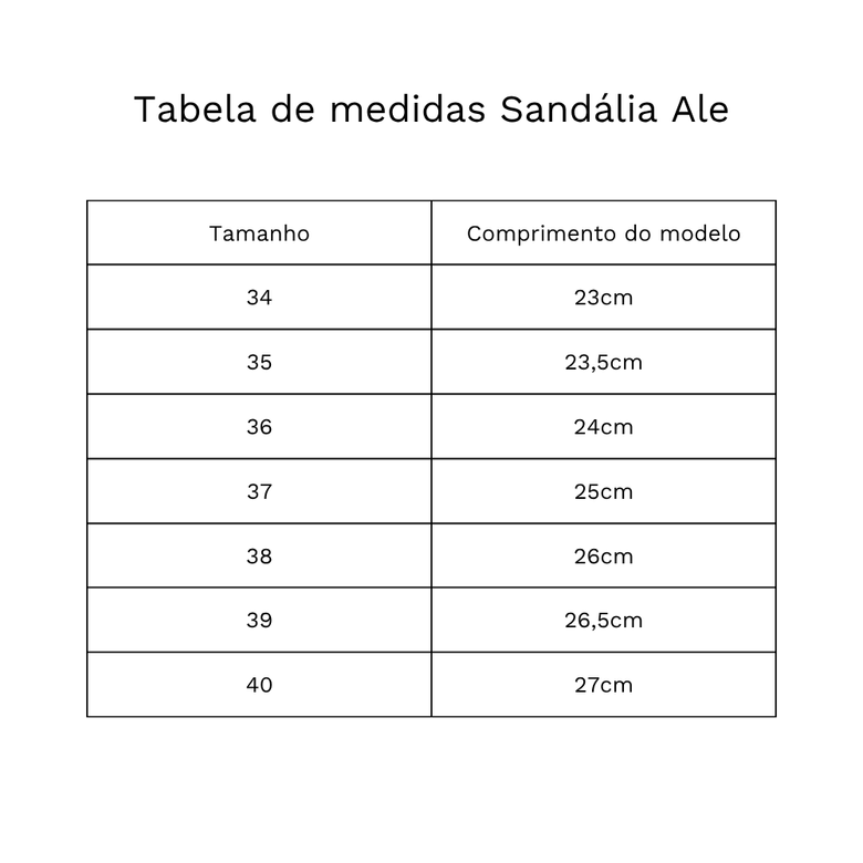Imagem da tabela de medidas