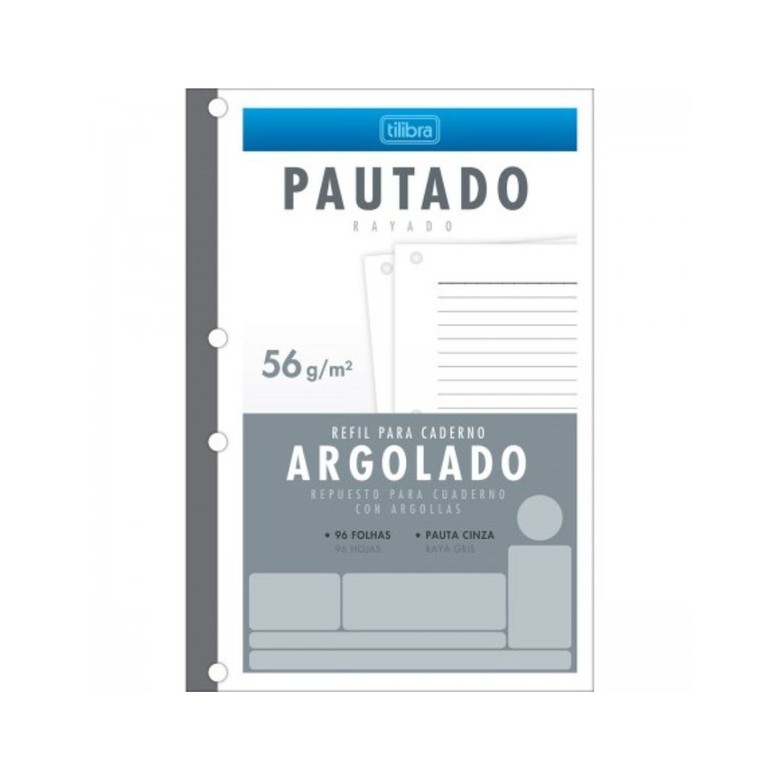 Refil Folhas Soltas Para Caderno Argolado 96 Folhas Pautadas Tilibra Br Ltda 6113