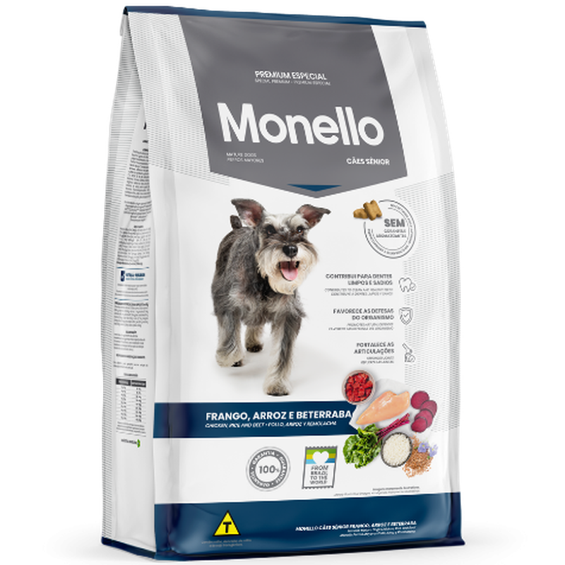 Monello Premium Especial sabor Frango, Arroz e Beterraba para Cães Sênior 10.1kg