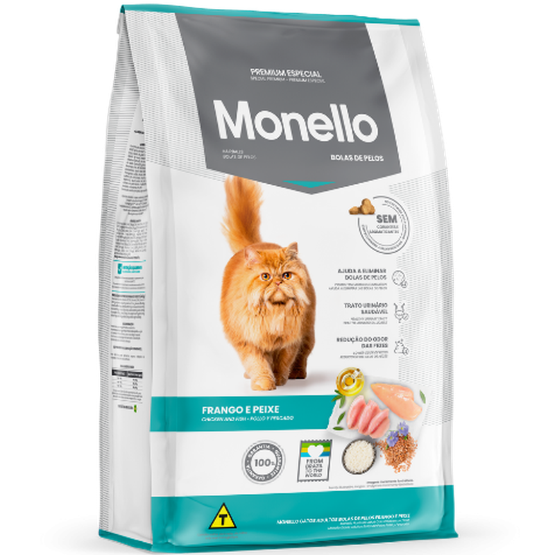 Monello Premium Especial sabor Frango e Peixe para Gatos Adultos com Bola de Pêlos 10.1kg