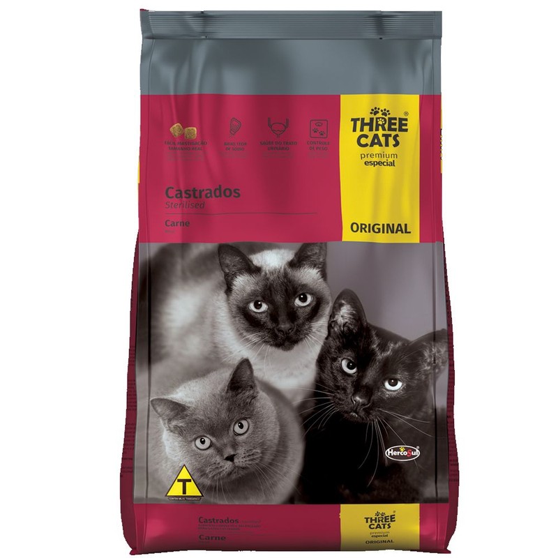 Three Cats Premium Especial Original sabor Carne para Gatos Castrados 10.1kg