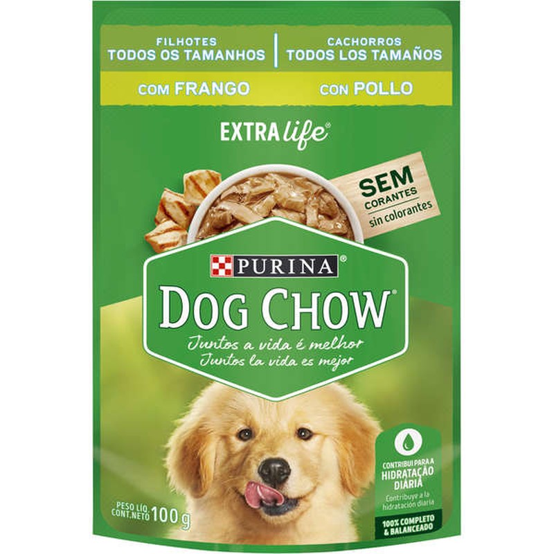 Sachê Dog Chow Extra Life sabor Frango para Cães Filhotes Todos os Tamanhos 100gr