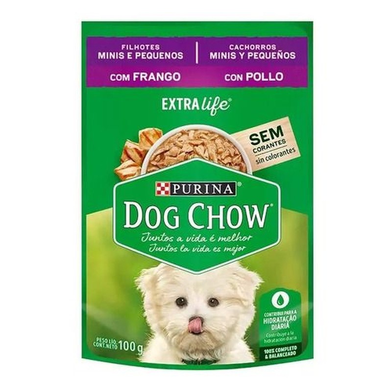 Sachê Dog Chow Extra Life sabor Frango para Cães Adultos de Raças Pequenas e Minis 100gr