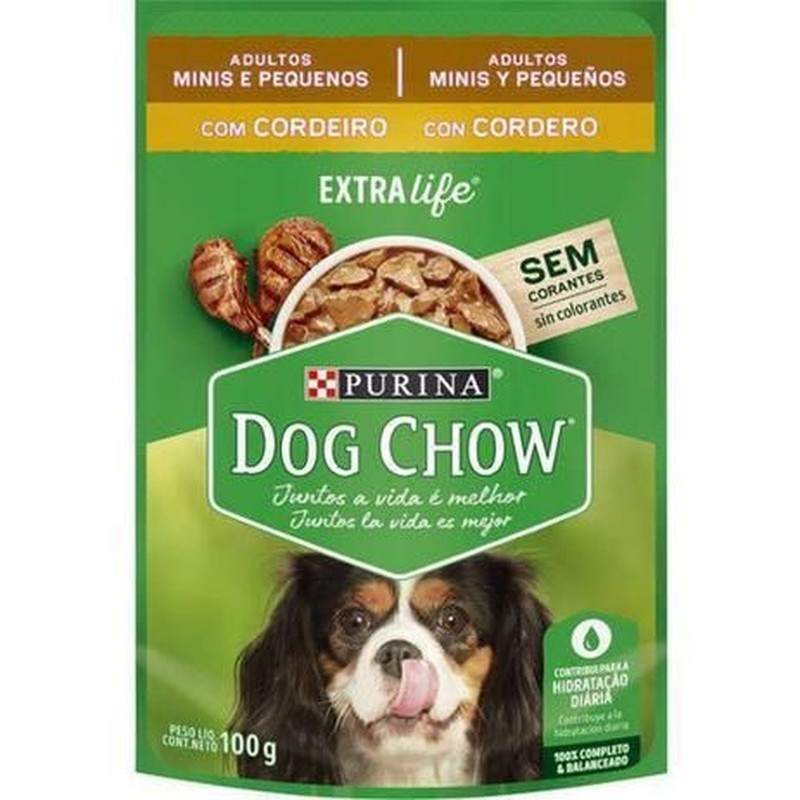 Sachê Dog Chow Extra Life sabor Cordeiro para Cães Adultos de Raças Pequenas e Minis 100gr