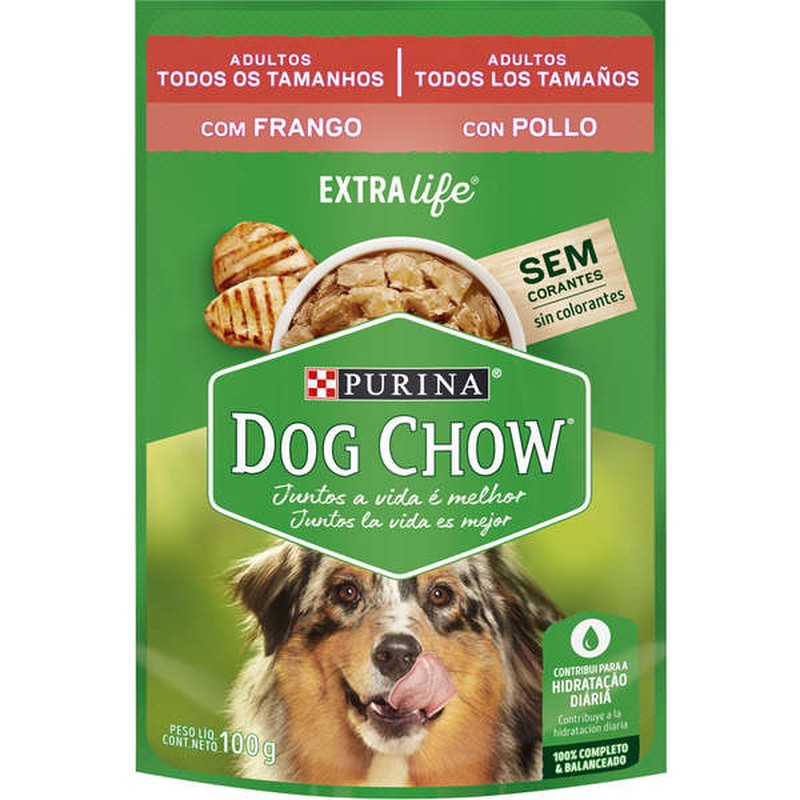 Sachê Dog Chow Extra Life sabor Frango para Cães Adultos de Todos os Tamanhos 100gr