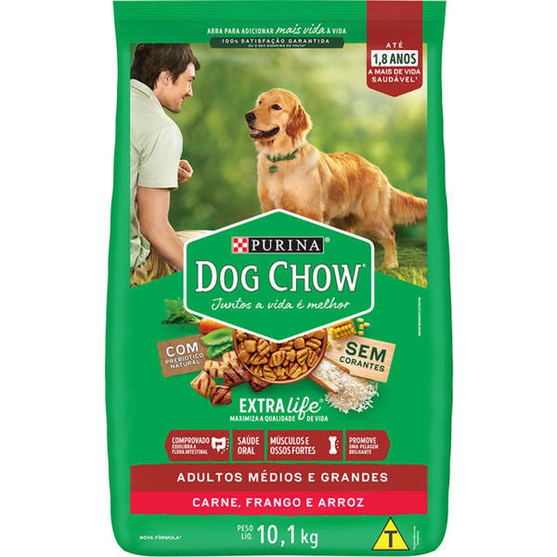 Dog Chow sabor Carne, Frango e Arroz para Cães Adultos de Raças Médias e Grandes 15kg