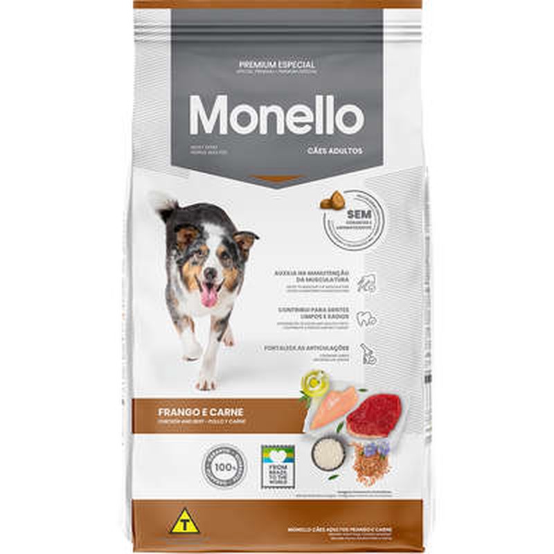 Monello Premium Especial sabor Frango e Carne para Cães Adultos 15kg 