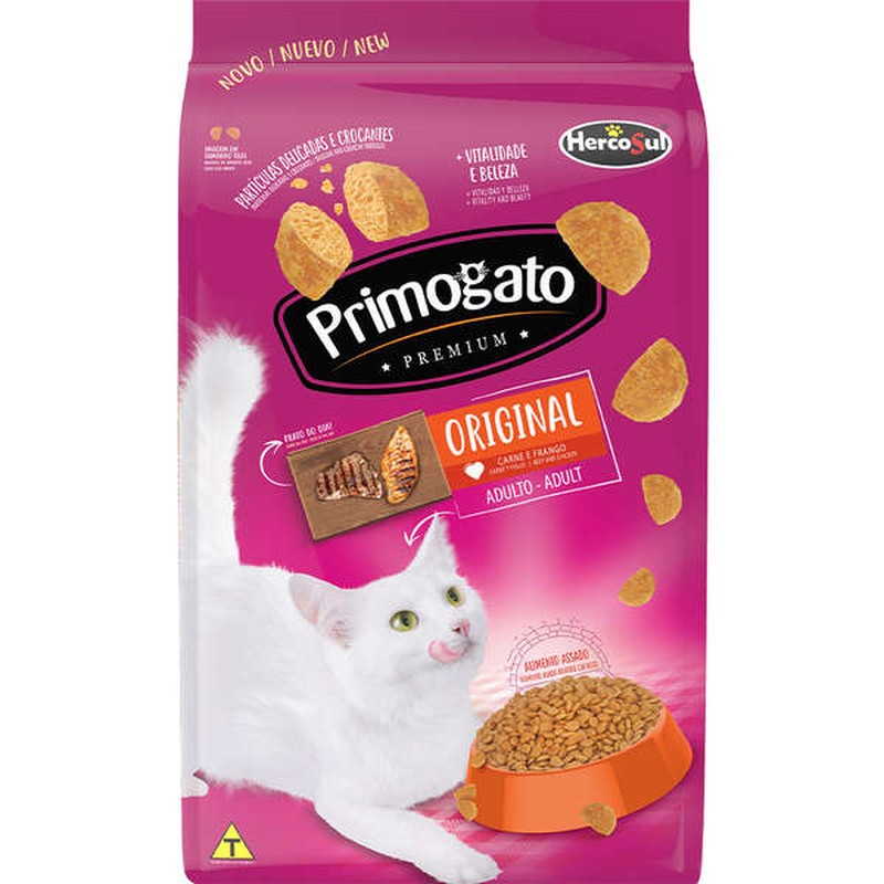 Primogato Premium Original sabor Carne e Frango para Gatos Adultos10,1kg