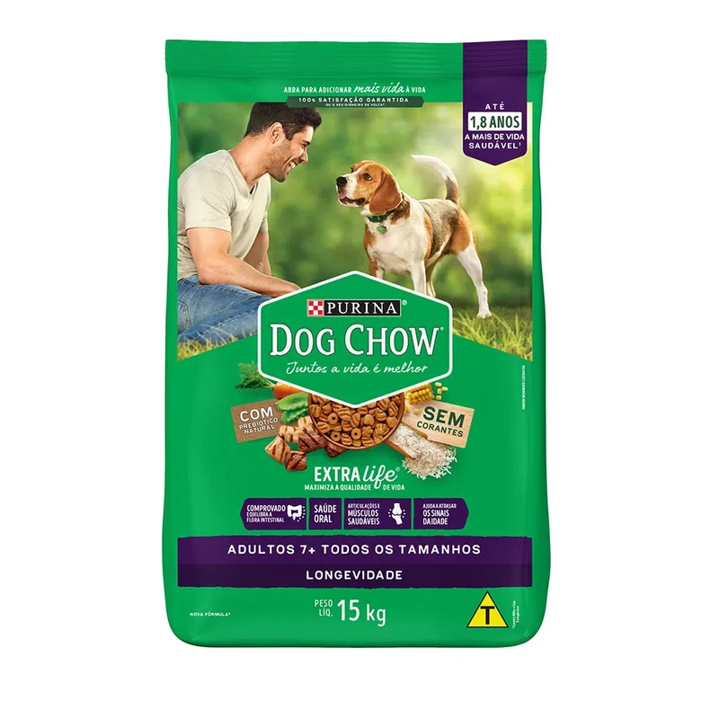 Dog Chow Longevidade 7+ para Cães de Todos os Tamanhos 15kg