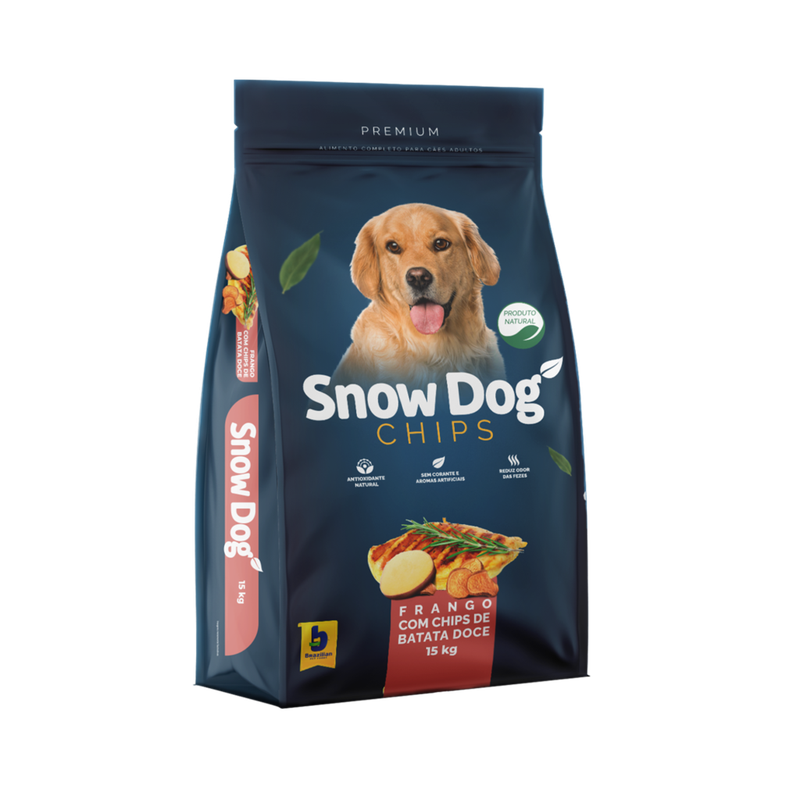 Snow Dog sabor Frango com Chips de Batata Doce para Cães Adultos 15kg