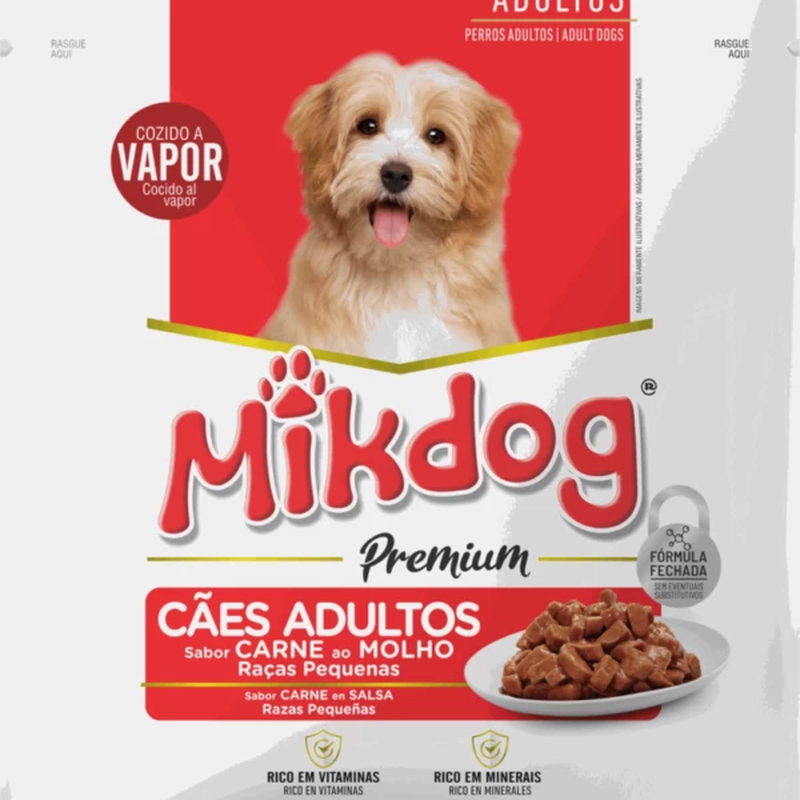 Sachê MikDog sabor Carne para Cães de Raças Pequenas 100g