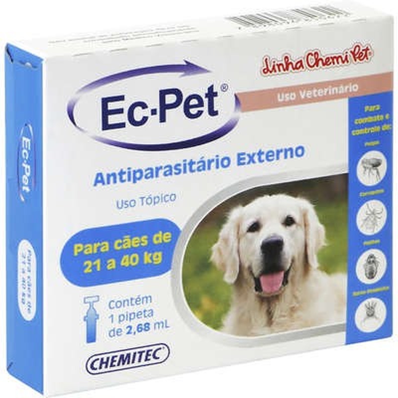 Ec-Pet Antipulgas e Sarna 2,68ml para Cães de 21 a 40kg