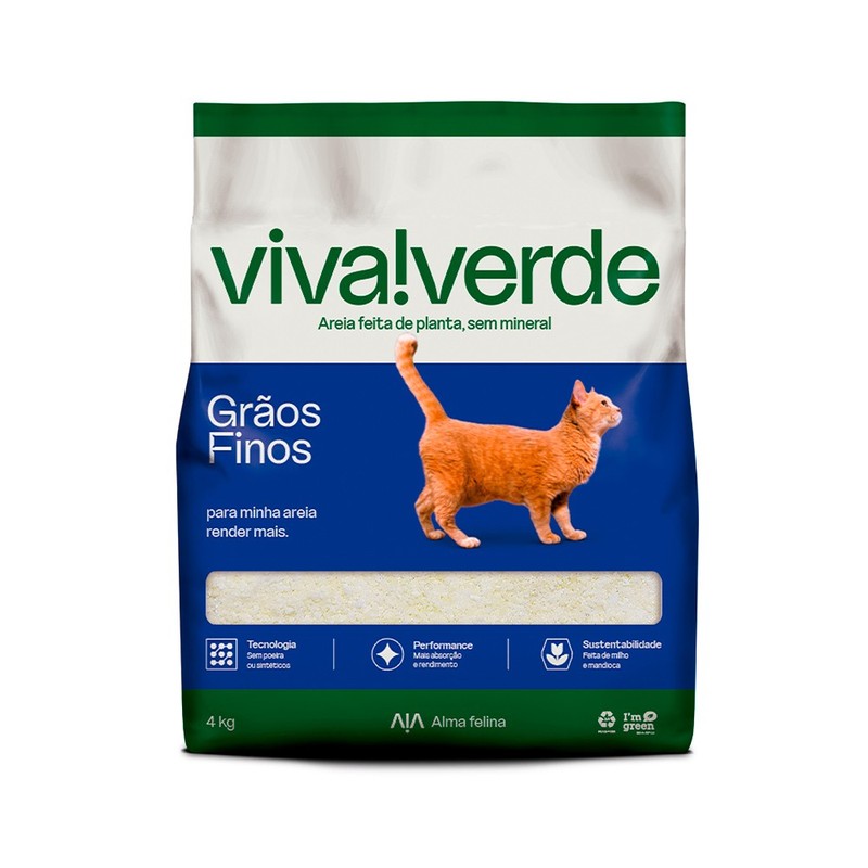 Viva Verde Grãos Finos Areia Higiênica para Gatos 4kg