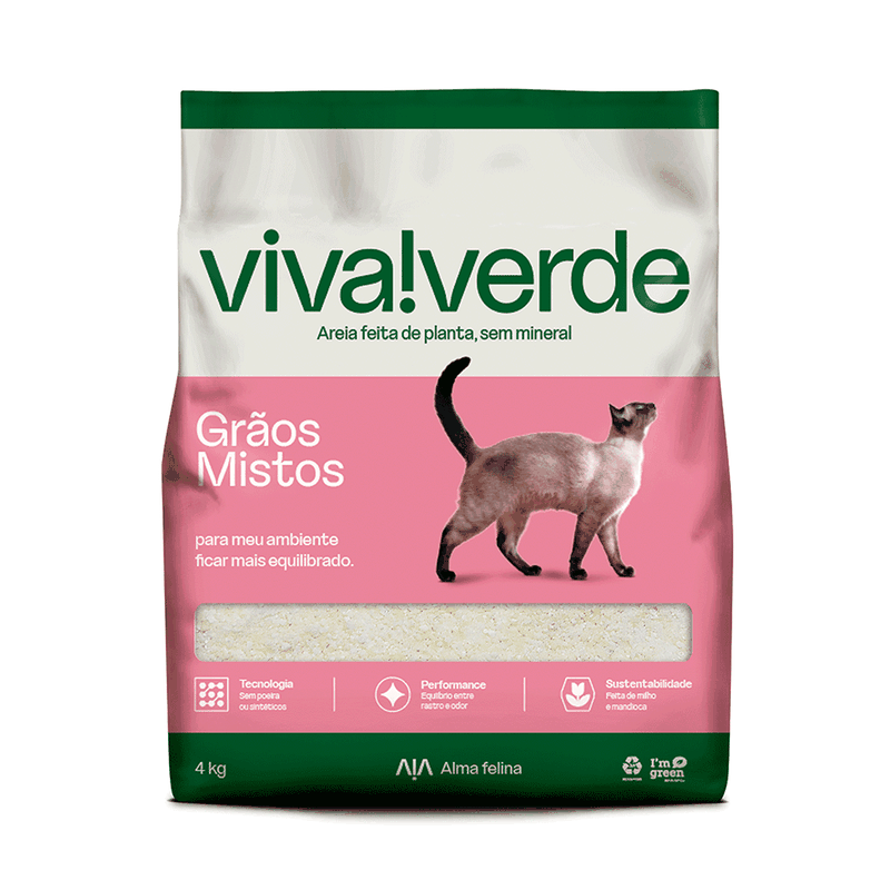 Viva Verde Grãos Mistos Areia Higiênica para Gatos 4kg