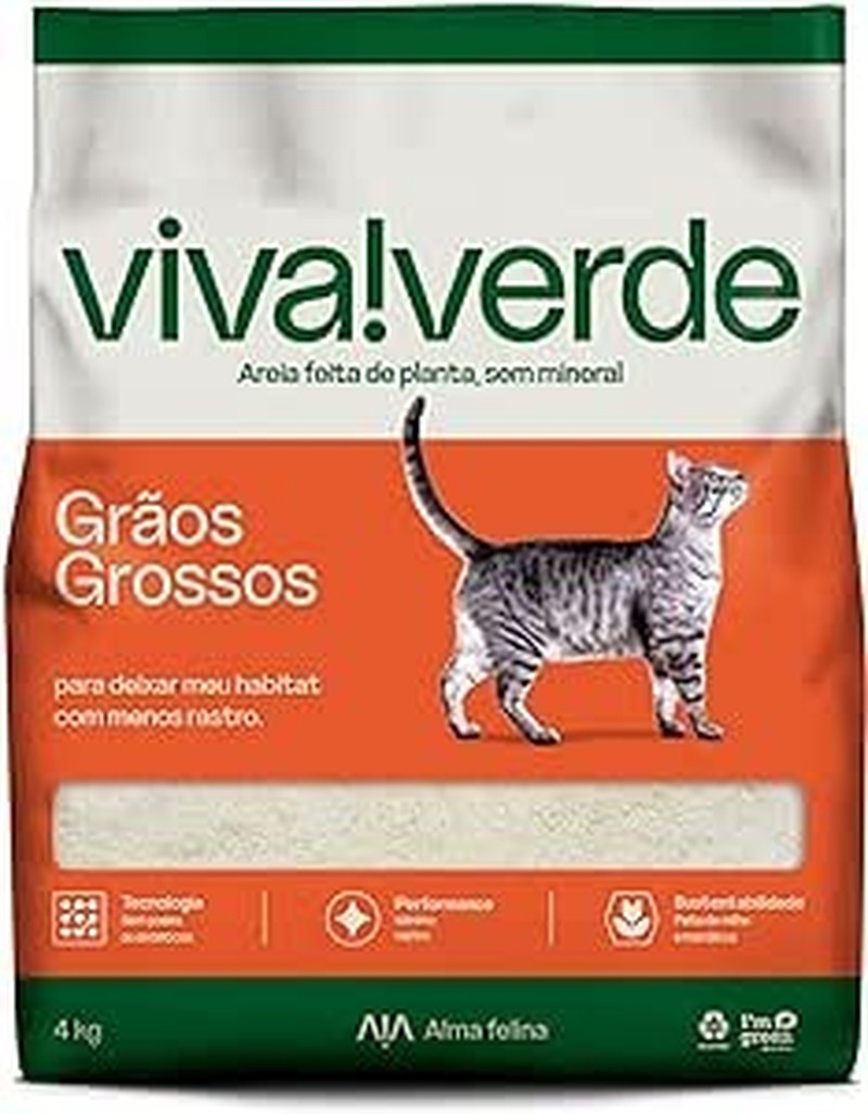 Viva Verde Grãos Grossos Areia Higiênica para Gatos 4kg