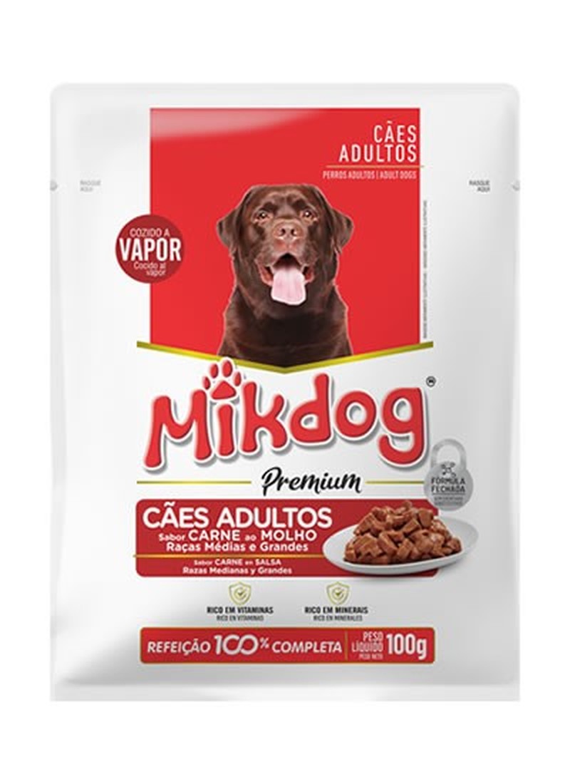 Sachê MikDog sabor Carne para Cães Adultos 100g