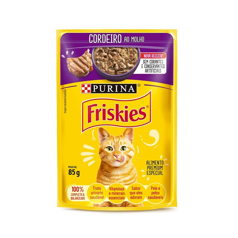 Sachê Friskies sabor Cordeiro para Gatos Adultos 85gr