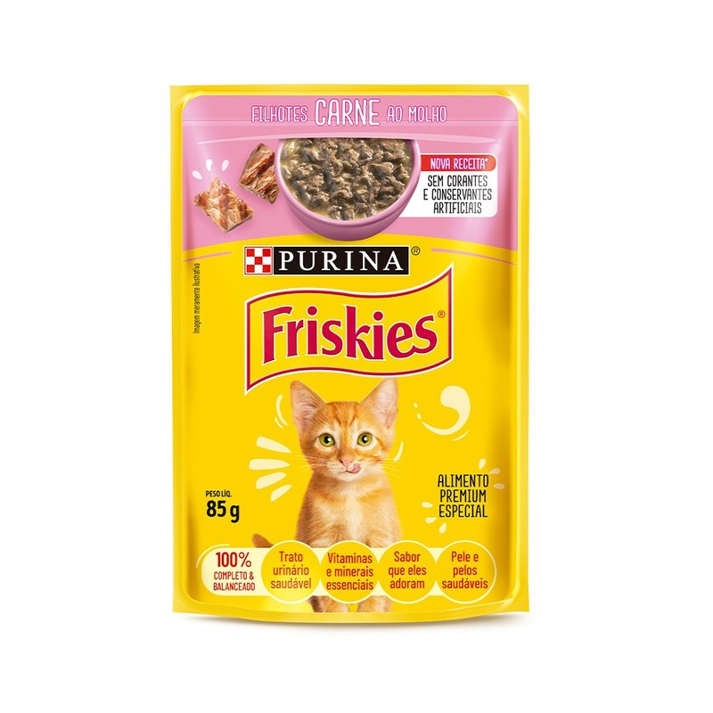 Sachê Friskies sabor Carne para Gatos Filhotes 85gr