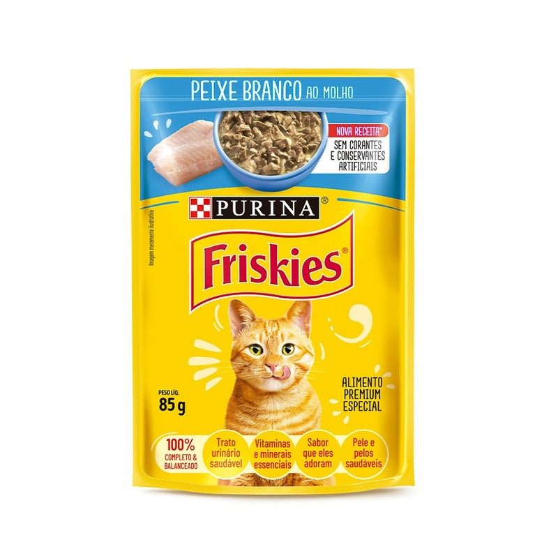 Sachê Friskies sabor Peixe Branco para Gatos Adultos 85gr