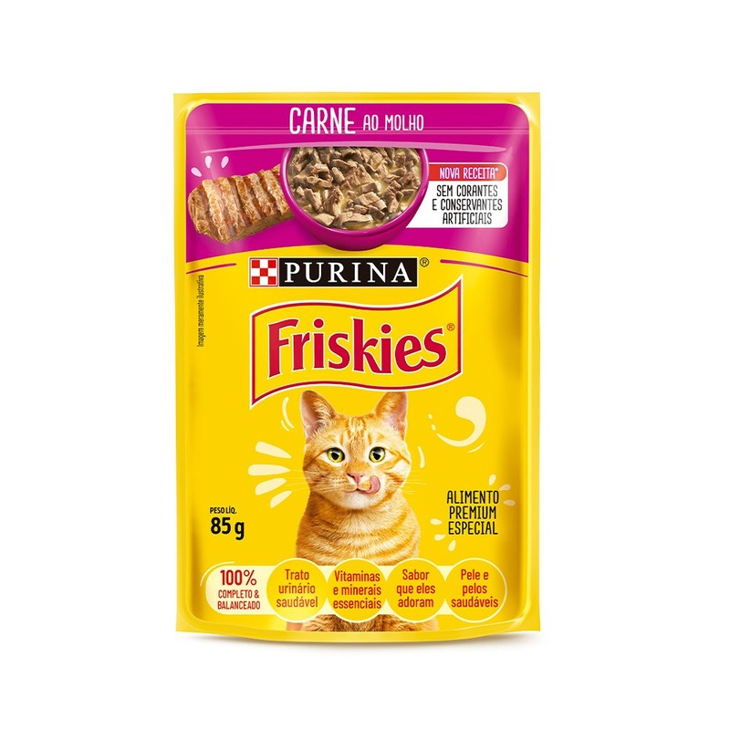 Sachê Friskies sabor Carne para Gatos Adultos 85gr